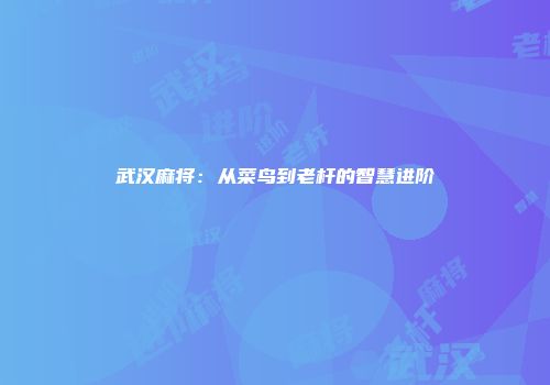 武汉麻将：从菜鸟到老杆的智慧进阶