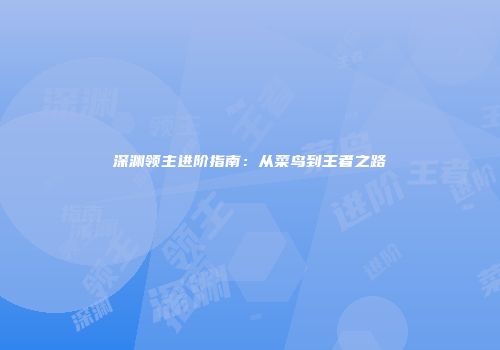 深渊领主进阶指南：从菜鸟到王者之路