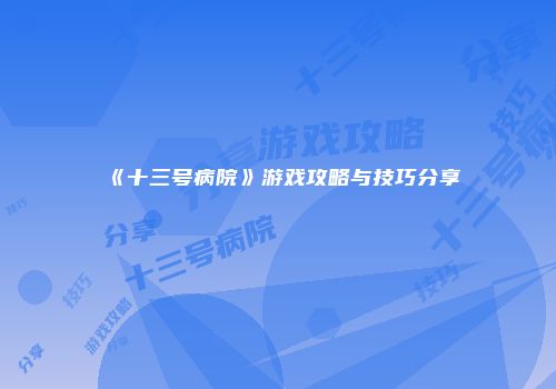 《十三号病院》游戏攻略与技巧分享