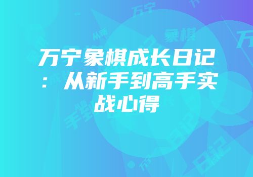 万宁象棋成长日记：从新手到高手实战心得