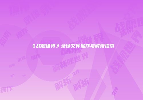 《战舰世界》录像文件操作与解析指南