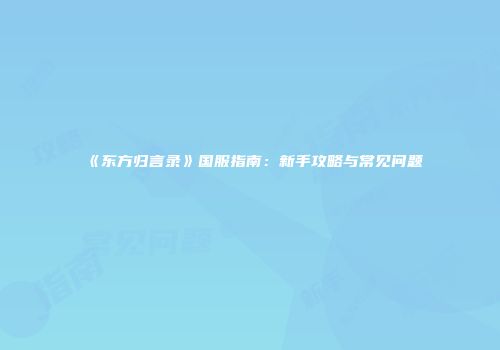 《东方归言录》国服指南：新手攻略与常见问题