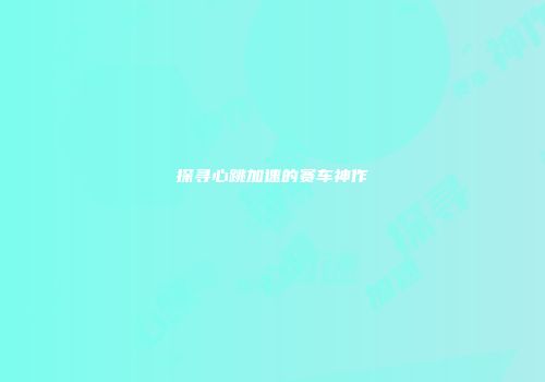 探寻心跳加速的赛车神作