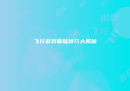 飞行游戏着陆技巧大揭秘