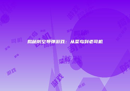 揭秘防空导弹游戏：从菜鸟到老司机