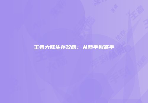 王者大陆生存攻略：从新手到高手