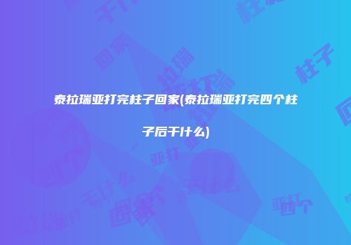 泰拉瑞亚打完柱子回家(泰拉瑞亚打完四个柱子后干什么)