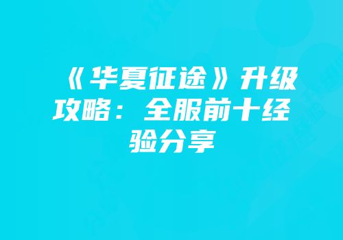 《华夏征途》升级攻略：全服前十经验分享
