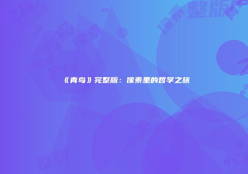 《青鸟》完整版：像素里的哲学之旅