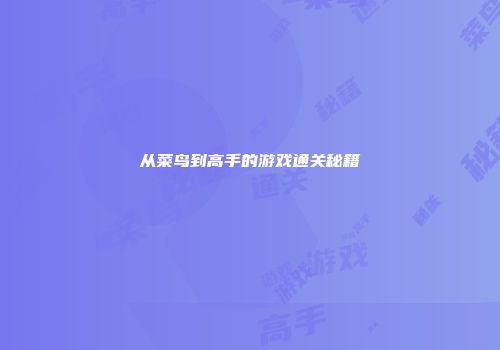 从菜鸟到高手的游戏通关秘籍