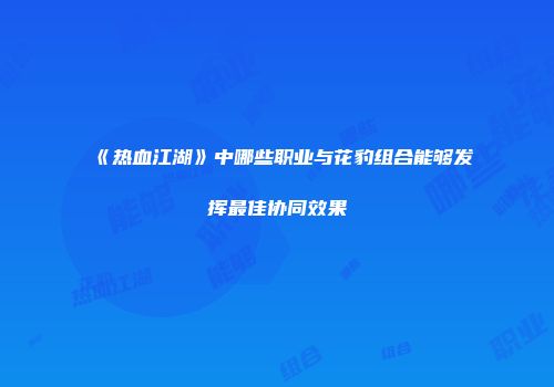 《热血江湖》中哪些职业与花豹组合能够发挥最佳协同效果