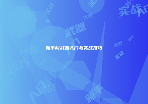 新手村武器入门与实战技巧