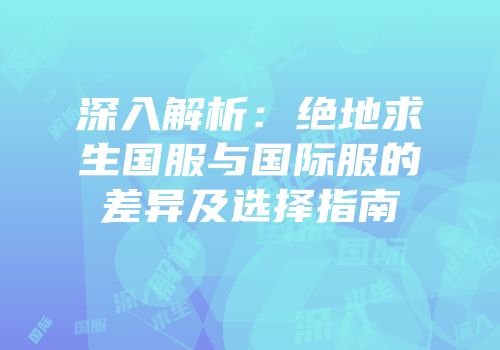 深入解析：绝地求生国服与国际服的差异及选择指南