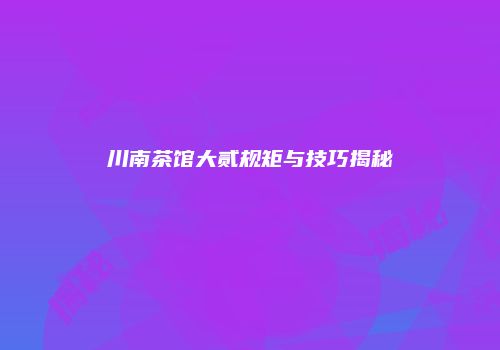 川南茶馆大贰规矩与技巧揭秘