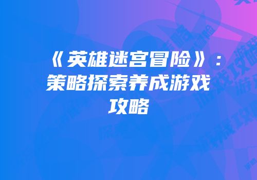 《英雄迷宫冒险》：策略探索养成游戏攻略