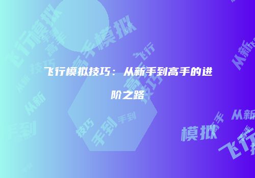 飞行模拟技巧：从新手到高手的进阶之路