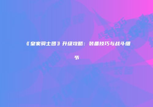 《皇家骑士团》升级攻略：装备技巧与战斗细节