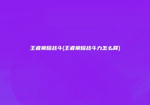 王者荣耀战斗(王者荣耀战斗力怎么算)