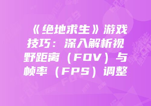 《绝地求生》游戏技巧：深入解析视野距离（FOV）与帧率（FPS）调整