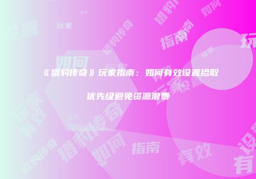 《猎豹传奇》玩家指南：如何有效设置拾取优先级避免资源浪费
