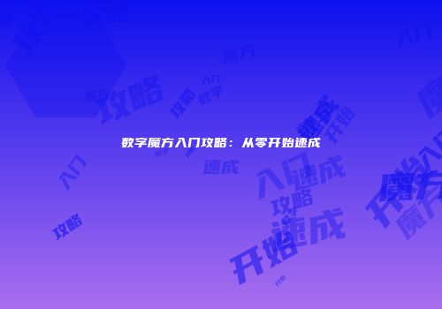 数字魔方入门攻略：从零开始速成