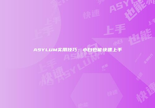 ASYLUM实用技巧：小白也能快速上手