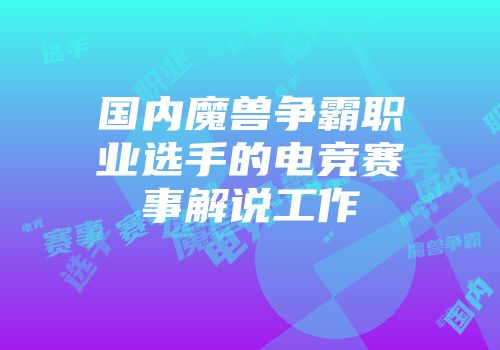 国内魔兽争霸职业选手的电竞赛事解说工作