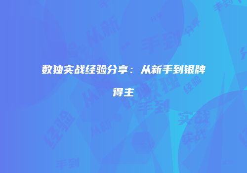 数独实战经验分享：从新手到银牌得主