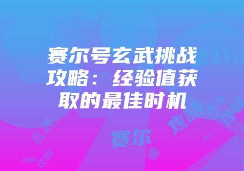 赛尔号玄武挑战攻略：经验值获取的最佳时机