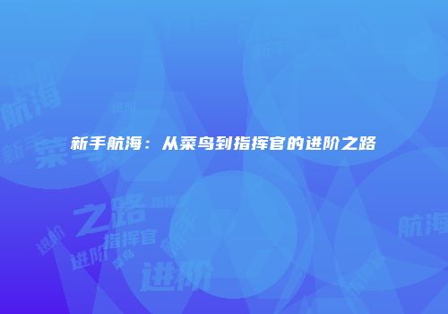 新手航海：从菜鸟到指挥官的进阶之路