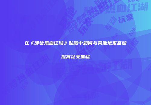 在《醉梦热血江湖》私服中如何与其他玩家互动提高社交体验
