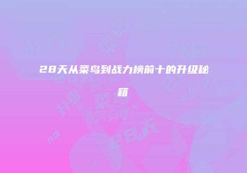 28天从菜鸟到战力榜前十的升级秘籍