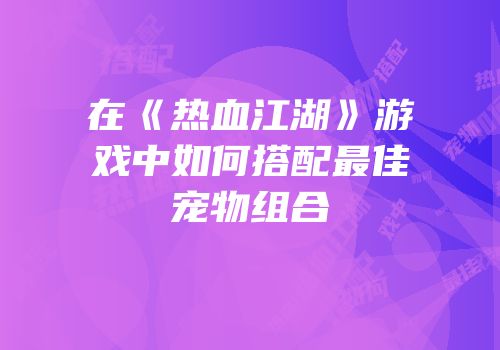 在《热血江湖》游戏中如何搭配最佳宠物组合