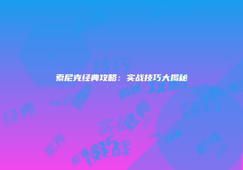 索尼克经典攻略：实战技巧大揭秘