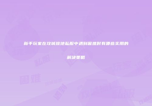 新手玩家在攻城掠地私服中遇到困难时有哪些实用的解决策略
