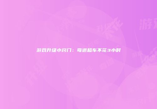 游戏升级小窍门：弯道超车不花3小时
