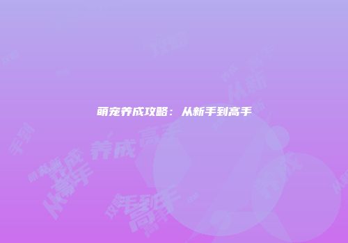 萌宠养成攻略：从新手到高手