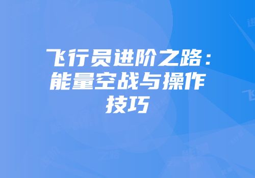 飞行员进阶之路：能量空战与操作技巧