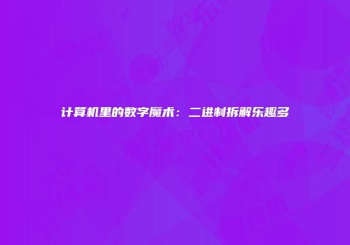 计算机里的数字魔术：二进制拆解乐趣多