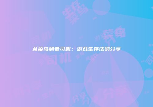 从菜鸟到老司机：游戏生存法则分享
