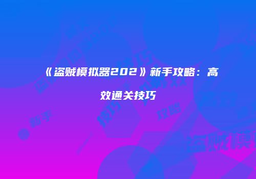 《盗贼模拟器202》新手攻略：高效通关技巧