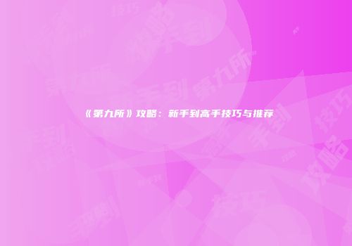 《第九所》攻略：新手到高手技巧与推荐