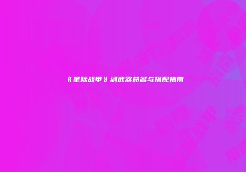 《星际战甲》副武器命名与搭配指南