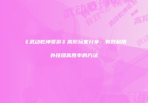 《武动乾坤页游》高阶玩家分享：有效利用外挂提高胜率的方法