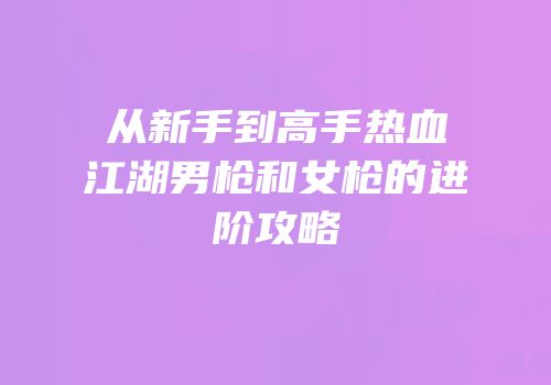 从新手到高手热血江湖男枪和女枪的进阶攻略
