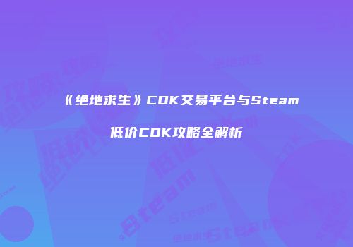 《绝地求生》CDK交易平台与Steam低价CDK攻略全解析