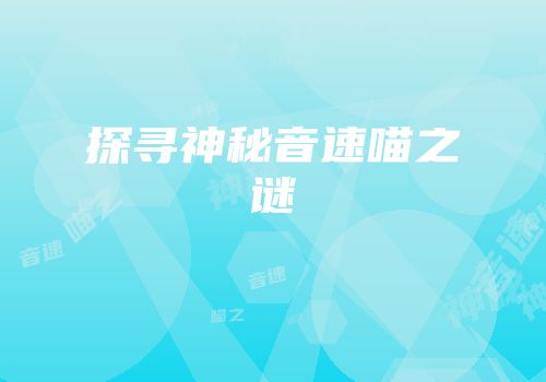 探寻神秘音速喵之谜