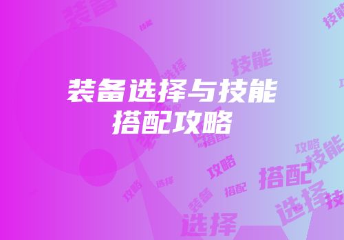 装备选择与技能搭配攻略