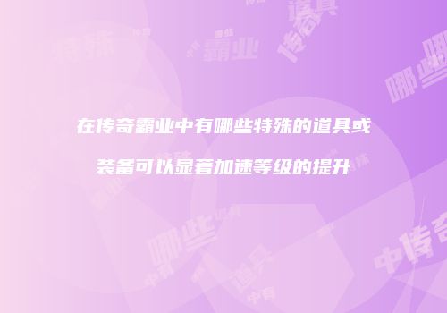 在传奇霸业中有哪些特殊的道具或装备可以显著加速等级的提升