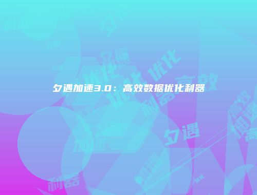 夕遇加速3.0：高效数据优化利器